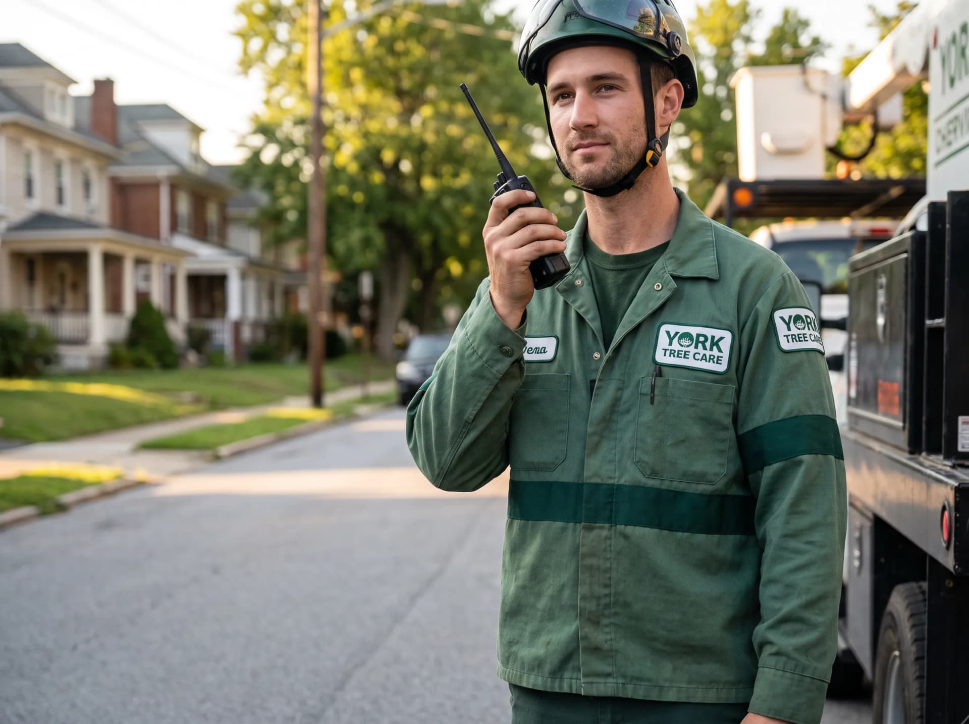 American Tree Experts crew member ready to respond to a service call in York, PA